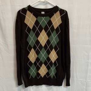 Cherokee Men's Crewneck Argyle Sweater - Black, Green, Brown